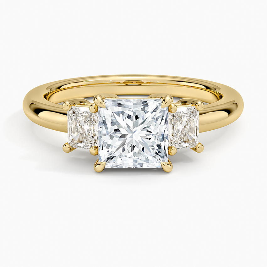Helena Radiant-Cut Three Stone Diamond Ring (3/8 ct. tw.) Yellow Gold 18k Princess Engagement Ring