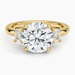 Helena Radiant-Cut Three Stone Diamond Ring (3/8 ct. tw.) Yellow Gold 18k Round Engagement Ring
