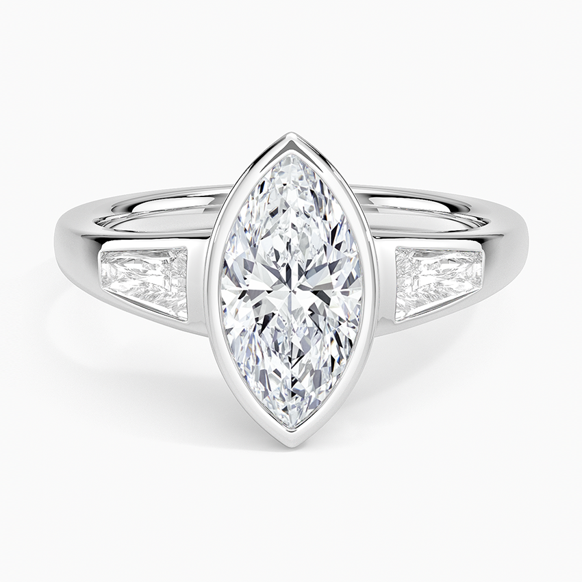 Hayes Three Stone Baguette Diamond Ring (1/2 ct. tw.) Platinum Marquise Engagement Ring