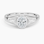Hayes Three Stone Baguette Diamond Ring (1/2 ct. tw.) Platinum Oval Engagement Ring