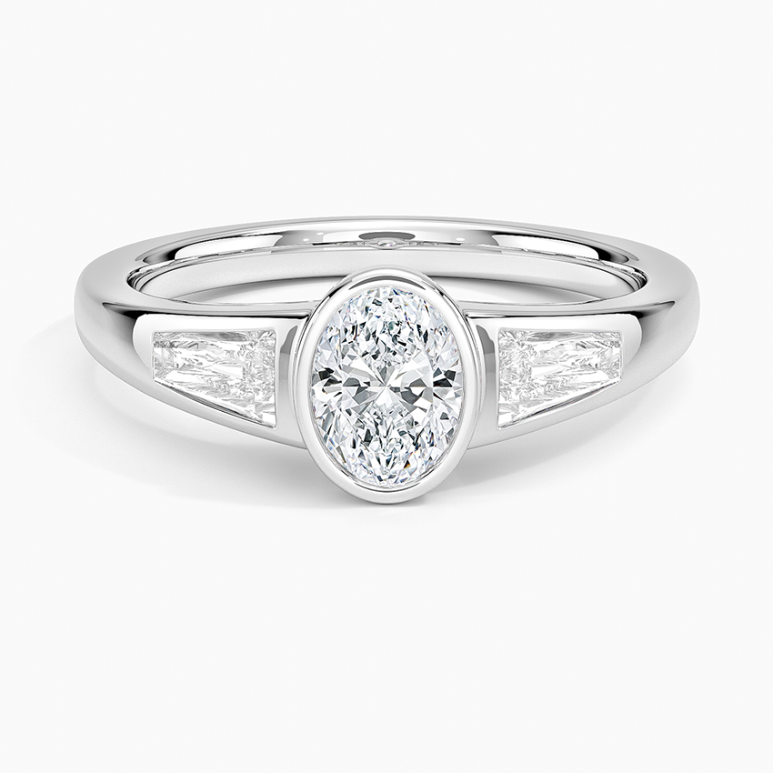 Hayes Three Stone Baguette Diamond Ring (1/2 ct. tw.) Platinum Oval Engagement Ring