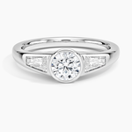 Hayes Three Stone Baguette Diamond Ring (1/2 ct. tw.) Platinum Round Engagement Ring