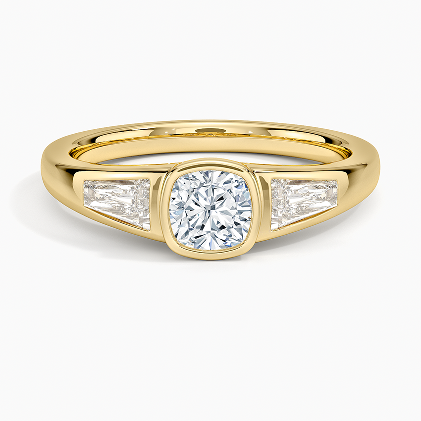 Hayes Three Stone Baguette Diamond Ring (1/2 ct. tw.) Yellow Gold 18k Cushion Engagement Ring