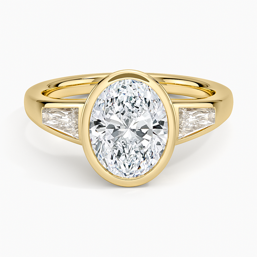 Hayes Three Stone Baguette Diamond Ring (1/2 ct. tw.) Yellow Gold 18k Oval Engagement Ring
