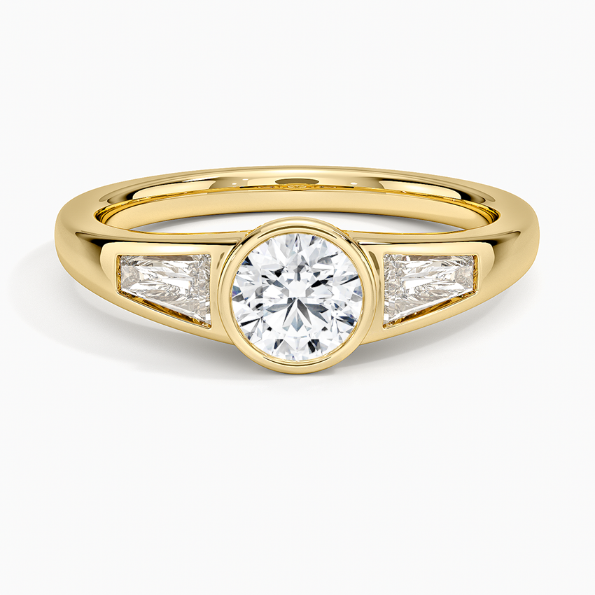 Hayes Three Stone Baguette Diamond Ring (1/2 ct. tw.) Yellow Gold 18k Round Engagement Ring