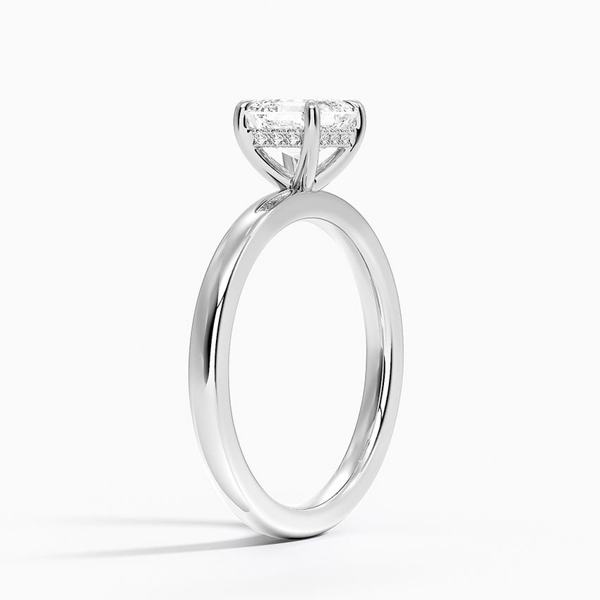 Audrey Perfect Fit Hidden Halo 2mm Diamond Ring Platinum Asscher Engagement Ring