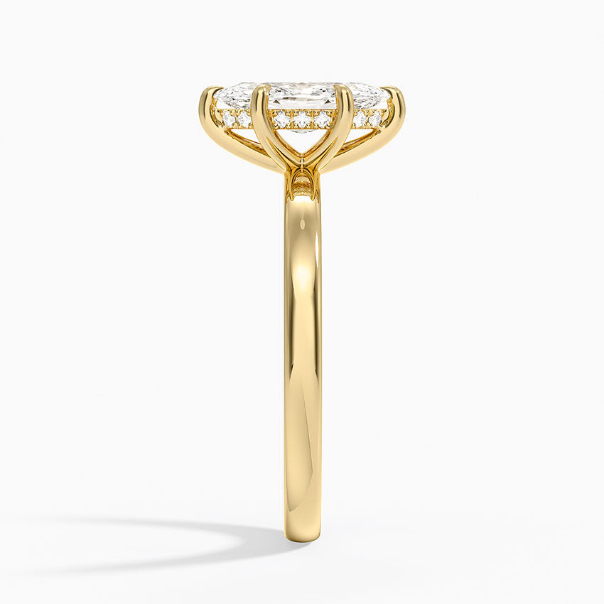 Audrey Perfect Fit Hidden Halo 2mm Diamond Ring Yellow Gold 18k Marquise Engagement Ring