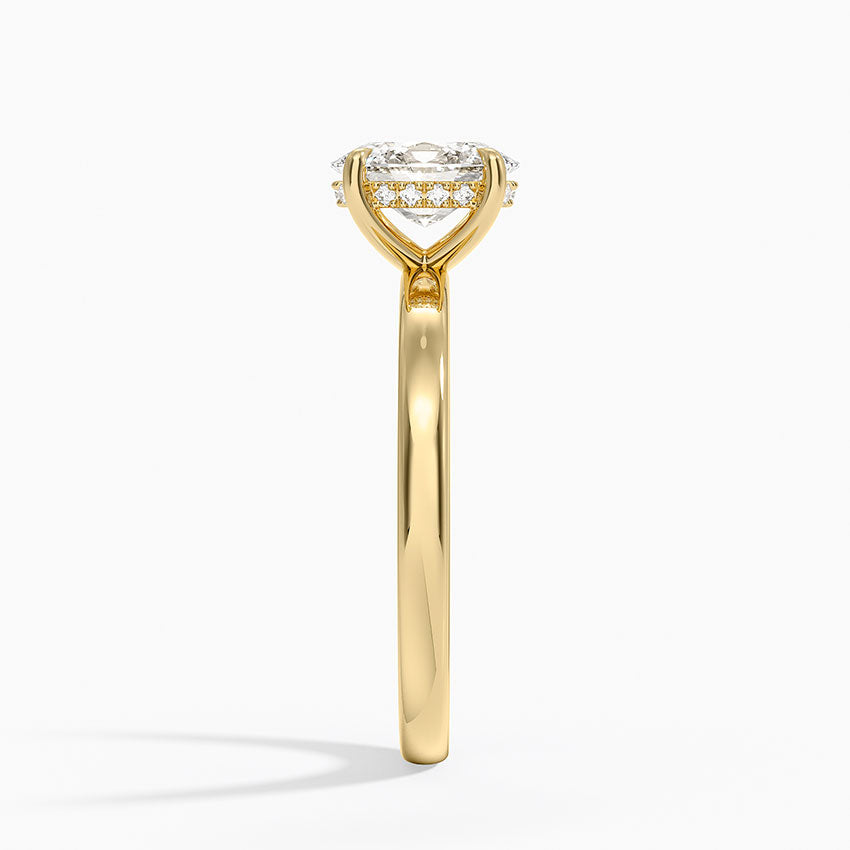 Audrey Perfect Fit Hidden Halo 2mm Diamond Ring Yellow Gold 18k Oval Engagement Ring