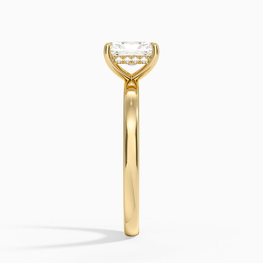 Audrey Perfect Fit Hidden Halo 2mm Diamond Ring Yellow Gold 18k Radiant Engagement Ring