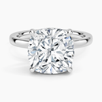 Audrey Perfect Fit Hidden Halo 2mm Diamond Ring Platinum Cushion Engagement Ring