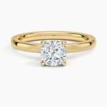 Audrey Perfect Fit Hidden Halo 2mm Diamond Ring Yellow Gold 18k Cushion Engagement Ring