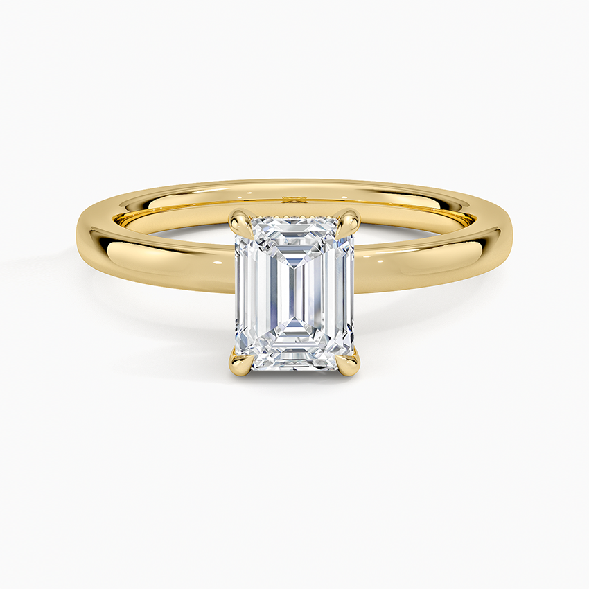 Audrey Perfect Fit Hidden Halo 2mm Diamond Ring Yellow Gold 18k Emerald Engagement Ring