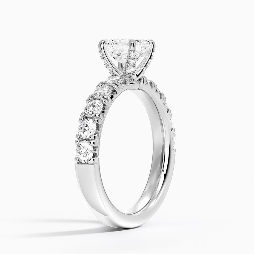 Ellora Half Coverage Diamond Ring Platinum Asscher Engagement Ring