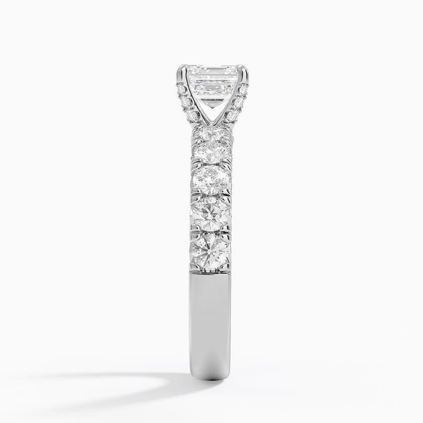 Ellora Half Coverage Diamond Ring Platinum Asscher Engagement Ring
