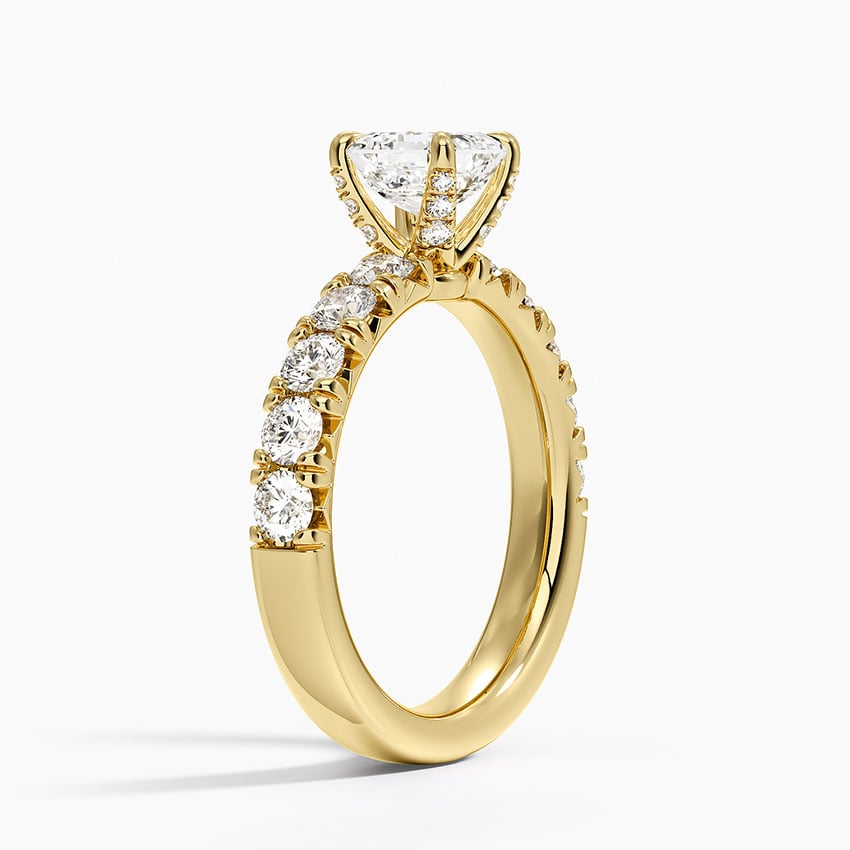 Ellora Half Coverage Diamond Ring Yellow Gold 18k Asscher Engagement Ring