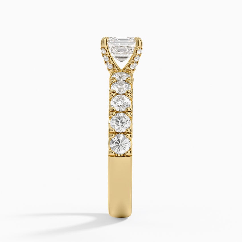 Ellora Half Coverage Diamond Ring Yellow Gold 18k Asscher Engagement Ring