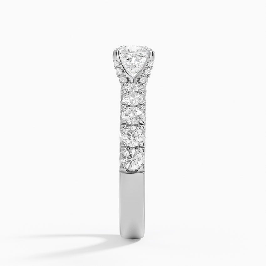 Ellora Half Coverage Diamond Ring Platinum Cushion Engagement Ring