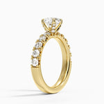 Ellora Half Coverage Diamond Ring Yellow Gold 18k Cushion Engagement Ring