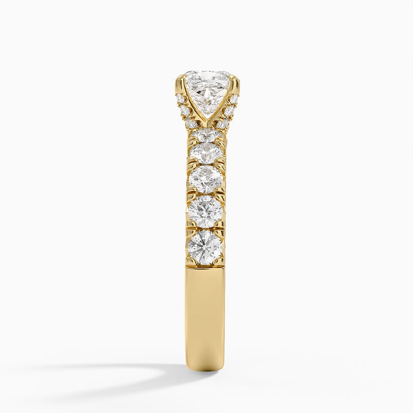 Ellora Half Coverage Diamond Ring Yellow Gold 18k Cushion Engagement Ring