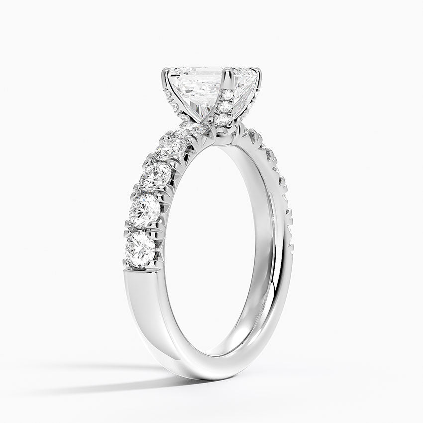 Ellora Half Coverage Diamond Ring Platinum Emerald Engagement Ring