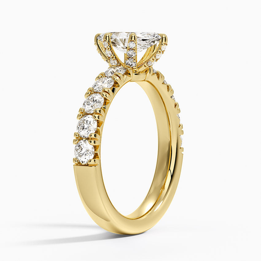 Ellora Half Coverage Diamond Ring Yellow Gold 18k Marquise Engagement Ring