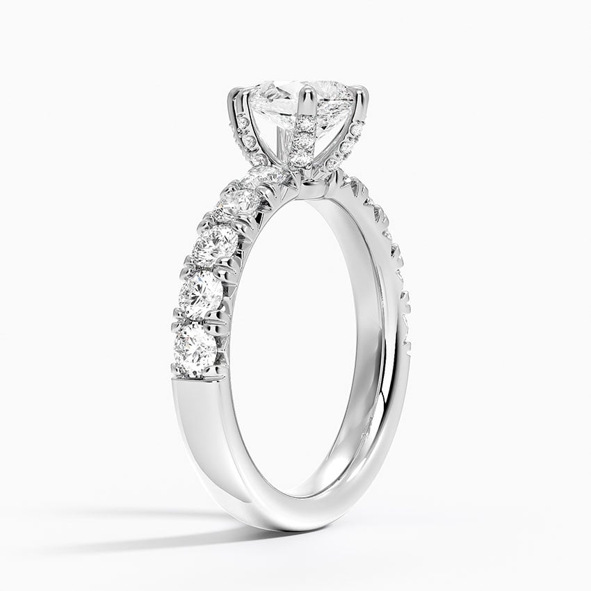 Ellora Half Coverage Diamond Ring Platinum Pear Engagement Ring
