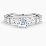 Ellora Half Coverage Diamond Ring Platinum Asscher Engagement Ring