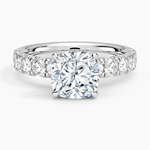 Ellora Half Coverage Diamond Ring Platinum Cushion Engagement Ring