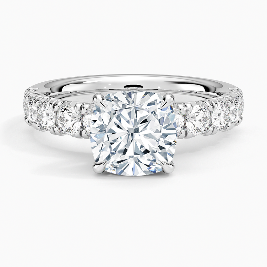 Ellora Half Coverage Diamond Ring Platinum Cushion Engagement Ring