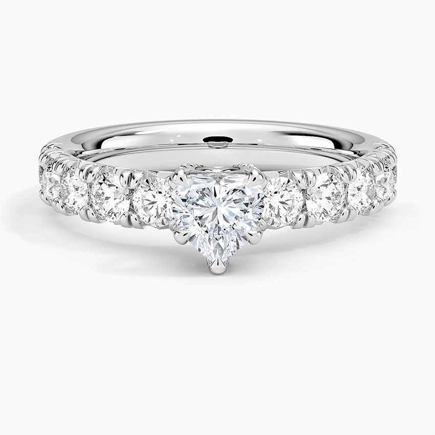 Ellora Half Coverage Diamond Ring Platinum Heart Engagement Ring