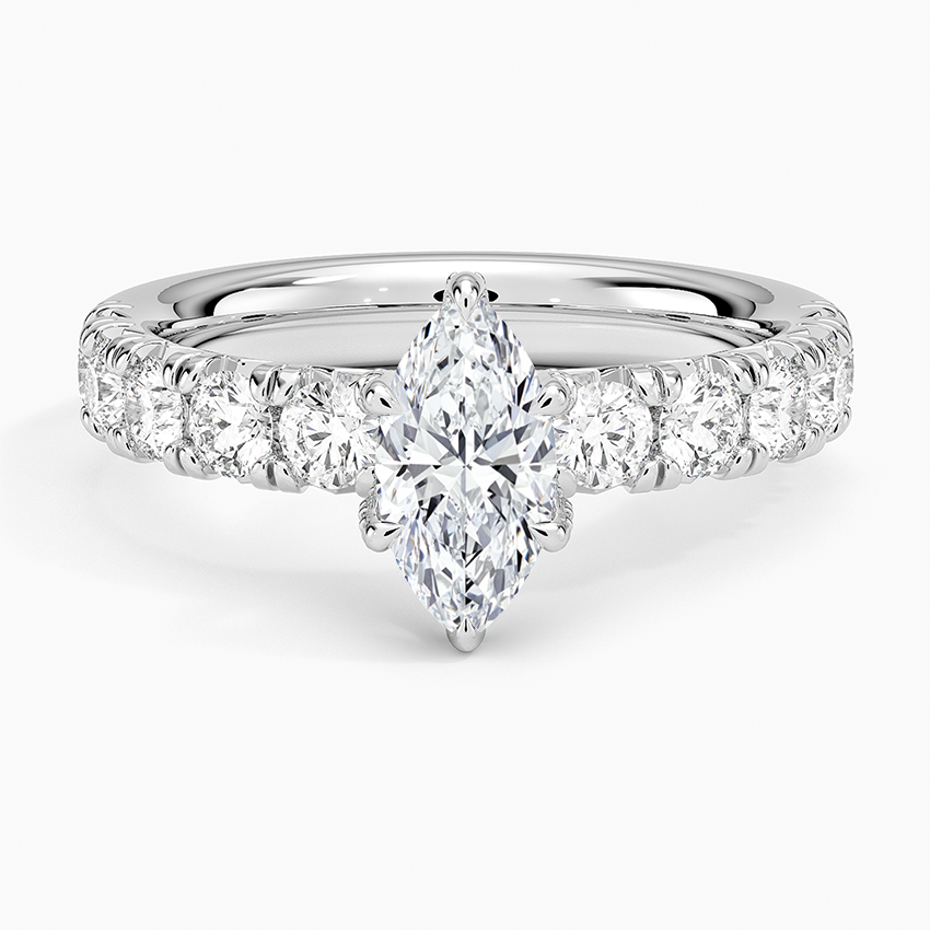 Ellora Half Coverage Diamond Ring Platinum Marquise Engagement Ring