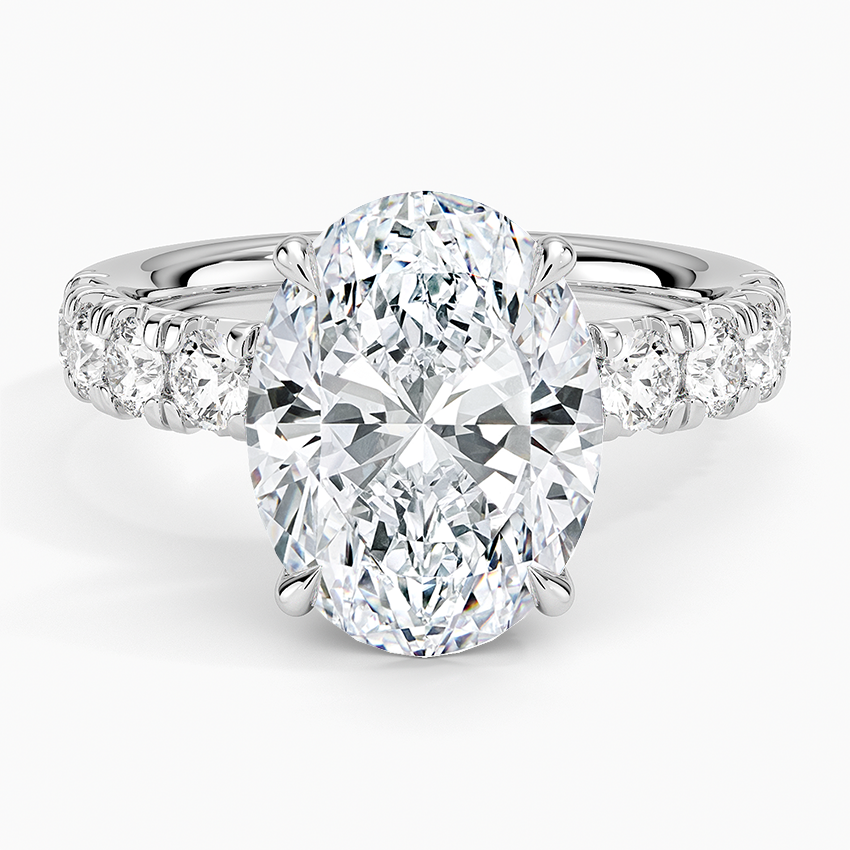 Ellora Half Coverage Diamond Ring Platinum Oval Engagement Ring
