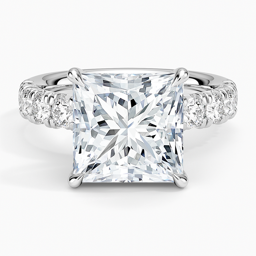 Ellora Half Coverage Diamond Ring Platinum Princess Engagement Ring