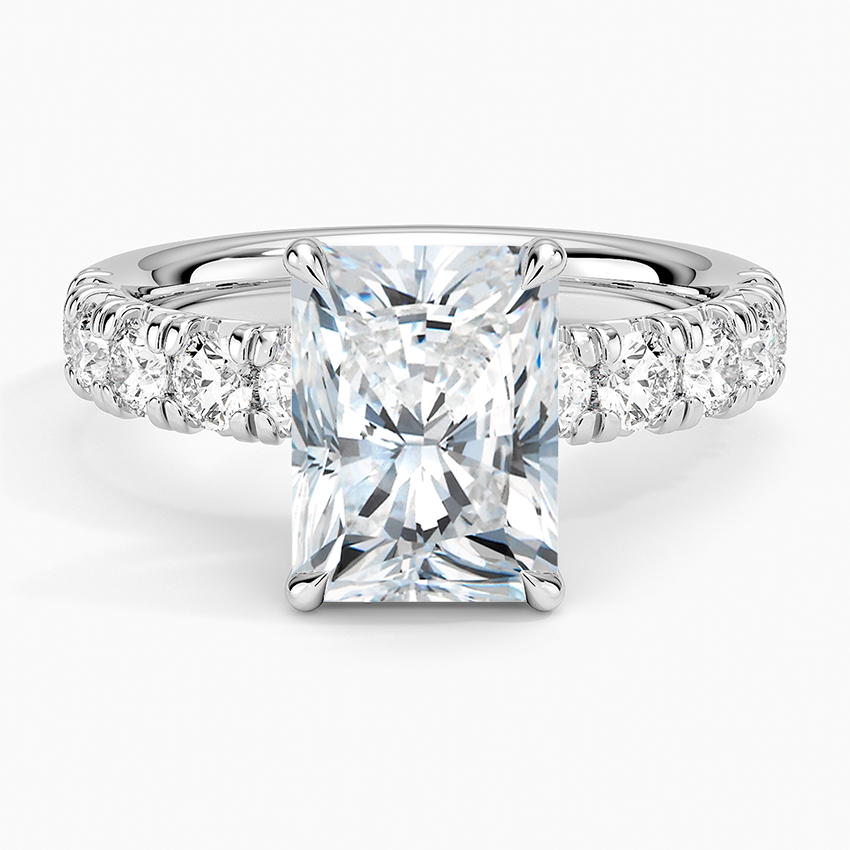 Ellora Half Coverage Diamond Ring Platinum Radiant Engagement Ring