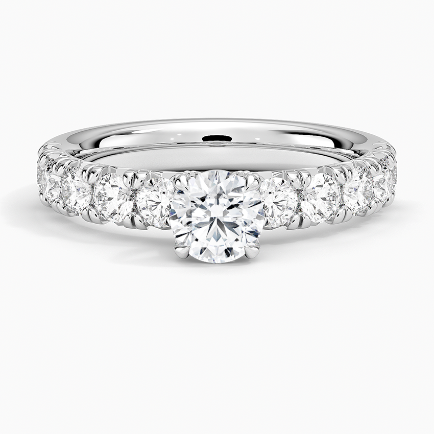 Ellora Half Coverage Diamond Ring Platinum Round Engagement Ring