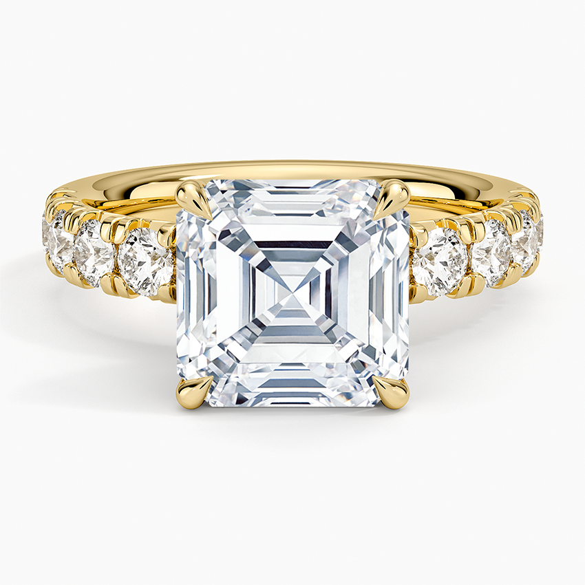 Ellora Half Coverage Diamond Ring Yellow Gold 18k Asscher Engagement Ring
