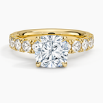 Ellora Half Coverage Diamond Ring Yellow Gold 18k Cushion Engagement Ring