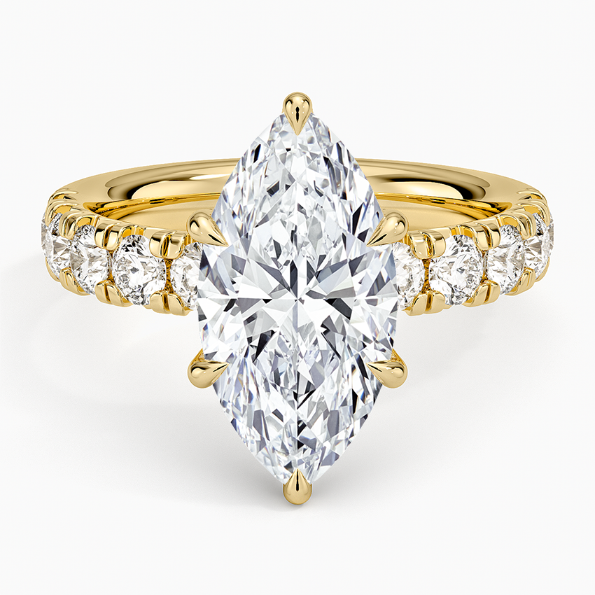 Ellora Half Coverage Diamond Ring Yellow Gold 18k Marquise Engagement Ring