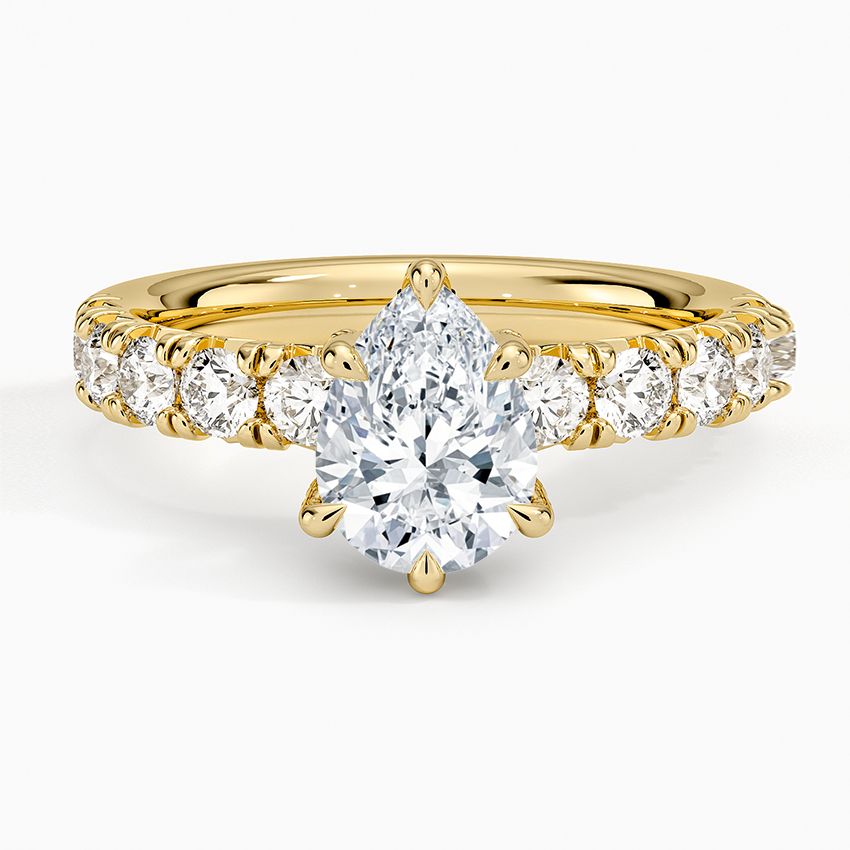 Ellora Half Coverage Diamond Ring Yellow Gold 18k Pear Engagement Ring