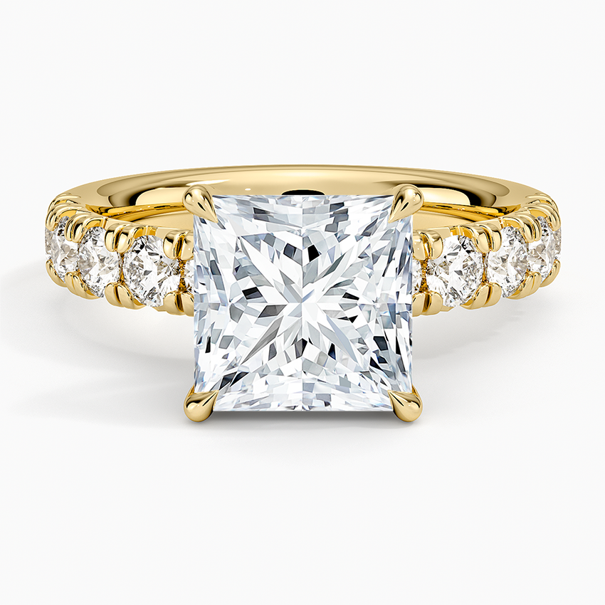 Ellora Half Coverage Diamond Ring Yellow Gold 18k Princess Engagement Ring