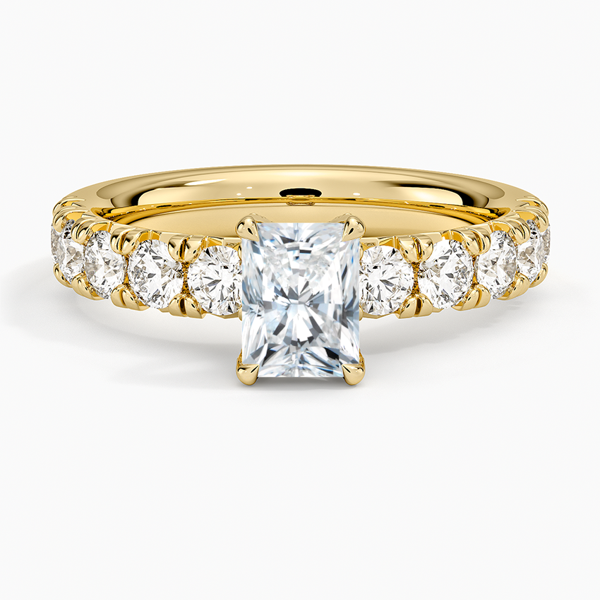Ellora Half Coverage Diamond Ring Yellow Gold 18k Radiant Engagement Ring