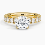 Ellora Half Coverage Diamond Ring Yellow Gold 18k Round Engagement Ring
