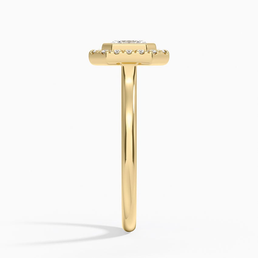 Bezel Halo Diamond Ring (1/4 ct. tw.) Yellow Gold 18k Asscher Engagement Ring