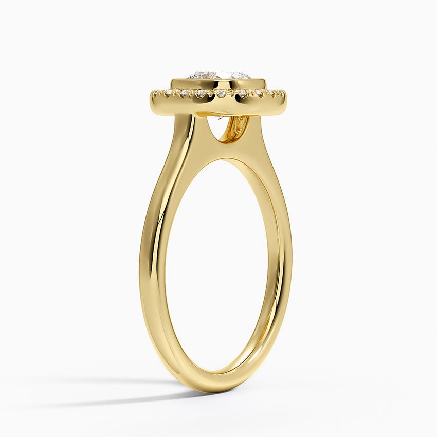 Bezel Halo Diamond Ring (1/4 ct. tw.) Yellow Gold 18k Cushion Engagement Ring