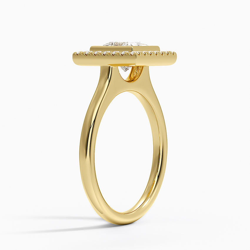 Bezel Halo Diamond Ring (1/4 ct. tw.) Yellow Gold 18k Princess Engagement Ring