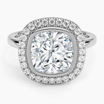 Bezel Halo Diamond Ring (1/4 ct. tw.) Platinum Cushion Engagement Ring