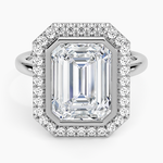 Bezel Halo Diamond Ring (1/4 ct. tw.) Platinum Emerald Engagement Ring
