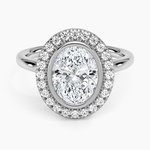 Bezel Halo Diamond Ring (1/4 ct. tw.) Platinum Oval Engagement Ring