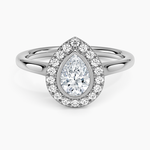 Bezel Halo Diamond Ring (1/4 ct. tw.) Platinum Pear Engagement Ring