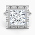 Bezel Halo Diamond Ring (1/4 ct. tw.) Platinum Princess Engagement Ring